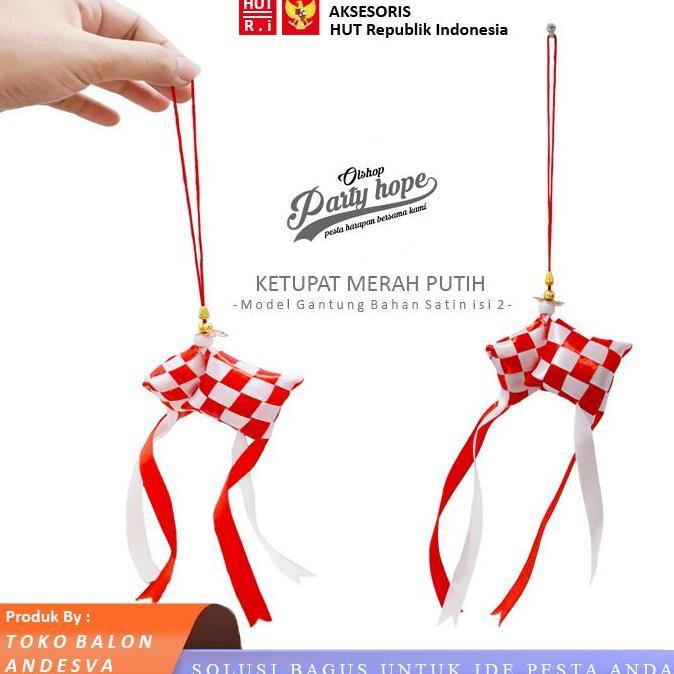 [isi 12] hiasan ketupat gantung merah putih / ketupat gantung hiasan mobil / ketupat aksesoris hut r