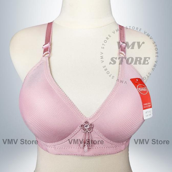 Murah Bra Wanita Tanpa Kawat Misslily 5180 Cup B Besar Bh Kait 3 Motif Garis Elegan Stripe Miss Lily