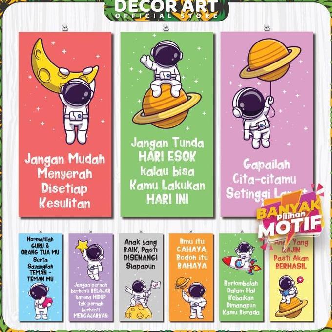 Decor Art - 15x30cm Wall Decor Dekorasi Hiasan Dinding Kata Motivasi Anak Gambar Astronot Untuk Di R