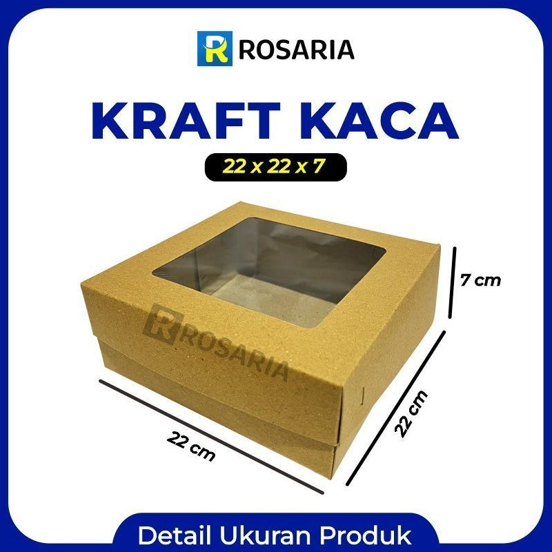 [ 10 Pcs ] Kotak Kraft Kaca Uk 22X22X7 Cm Coklat Kaca Laminasi Dus Makan Laminasi Stok