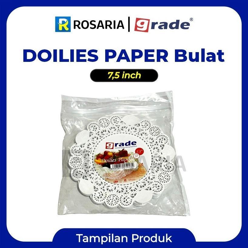 Doilies Paper 7,5 Grade Bulat Putih Alas Isi 250 Pcs Kertas Renda Tatakan Kue Doyleys Terlaris