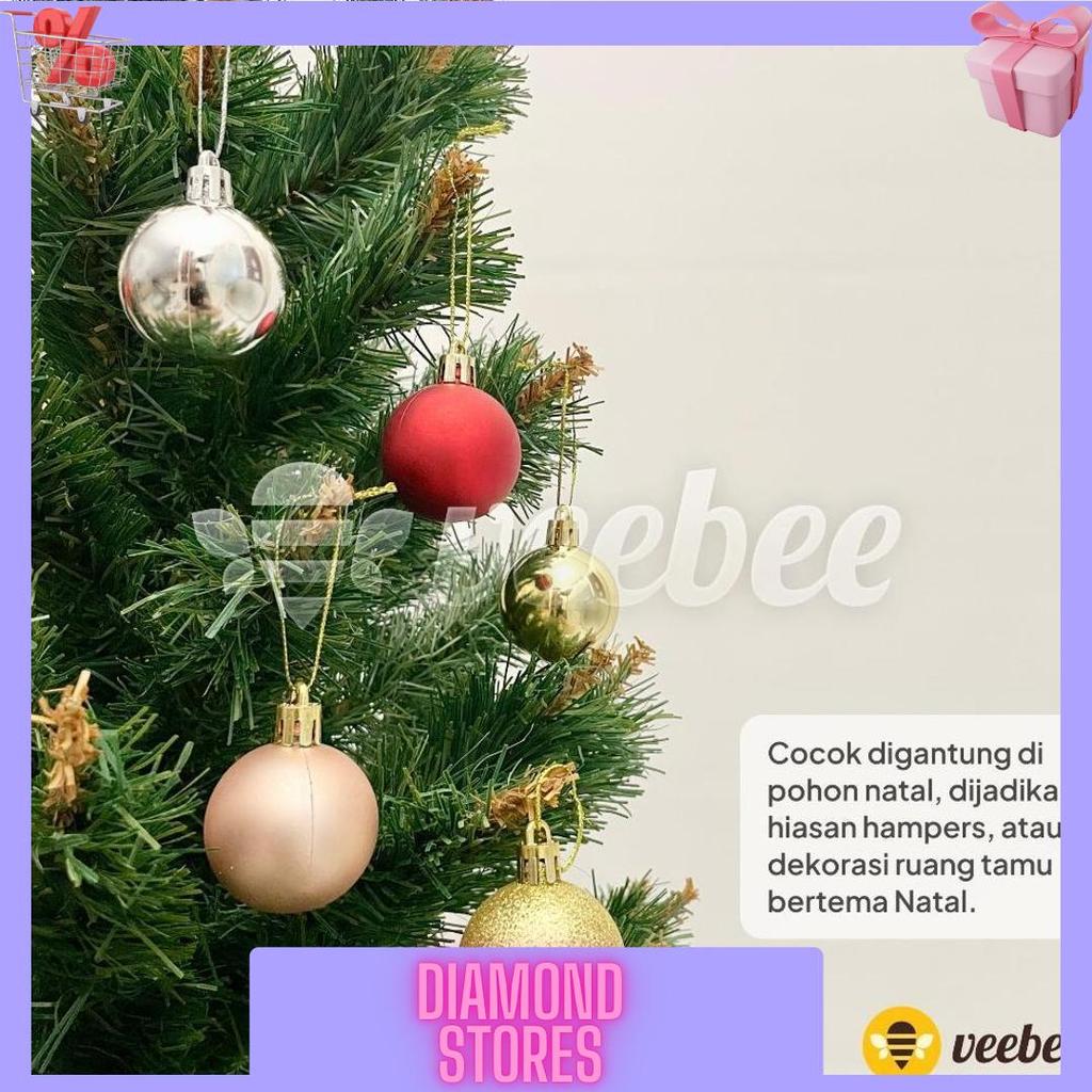 Baru Bola Natal Plastik 4cm Isi 12pcs (V24) | Hiasan Pohon Natal | Christmas Ornament | Bola Dekoras