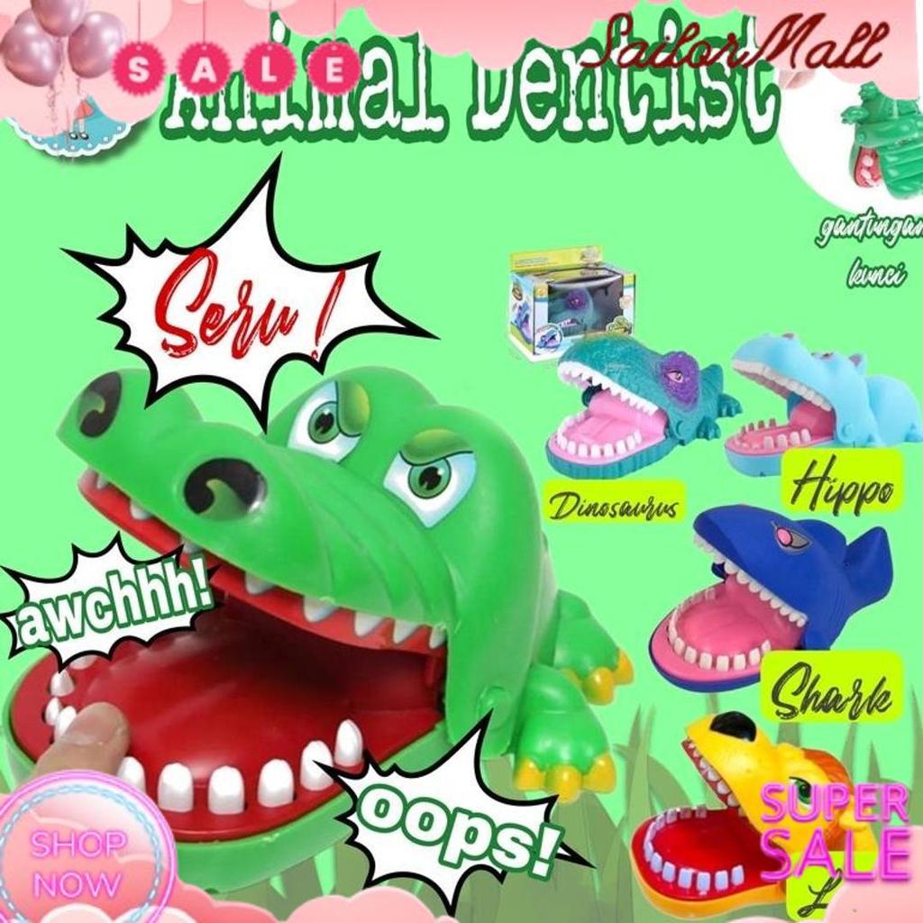 New Mainan Dentist Shark/Mainan Anak Gigit Jari Ikan Hiu/Permainan Gigi Buaya Crocodile Dentist Fing