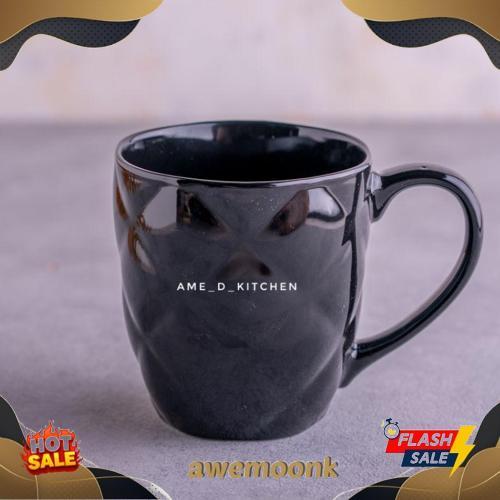 Unik Mug Souvenir/ Mug Bijian Keramik Hitam 600 Ml