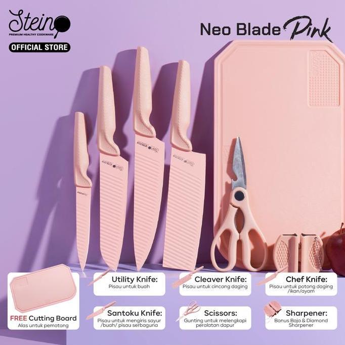 STEIN COOKWARE NEO BLADE PINK [PISAU SET + TALENAN SET]