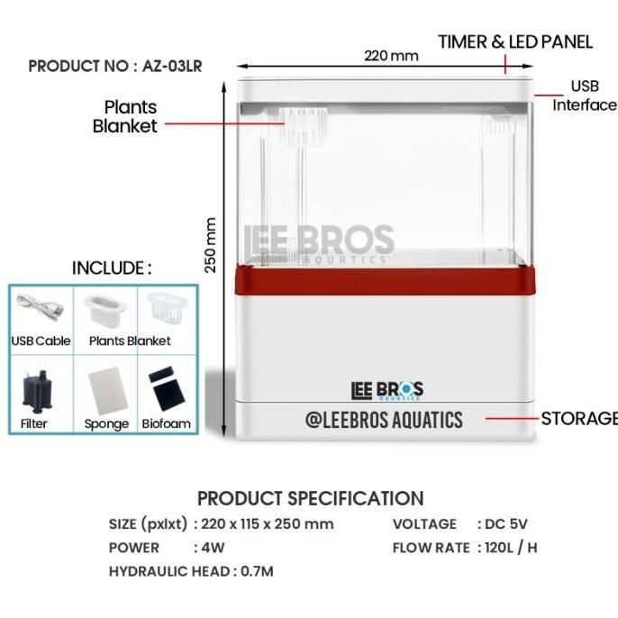 Febylaran - Aquarium Mini Lengkap + Filter Led Fullset