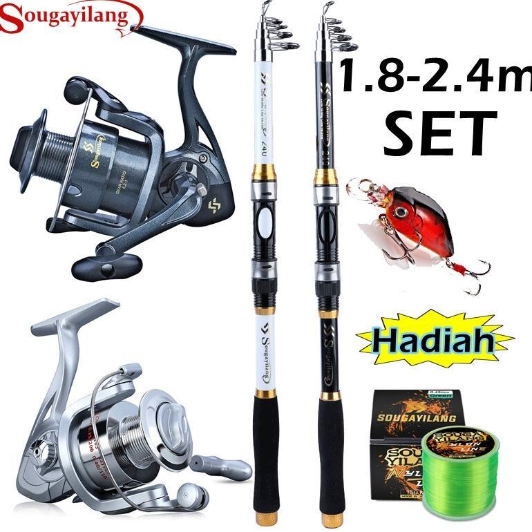 Sougayilang Joran Pancing Set 180-330cm Telescopic Pancingan Set Lengkap