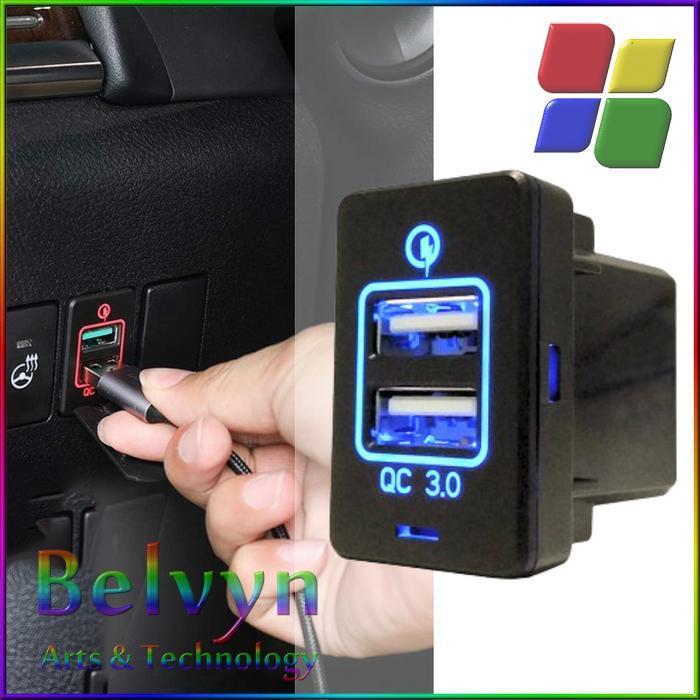 TERBARU ADOREHER AD23 - Charger Mobil Dashboard LED Dual Port USB 3.0 Quick Charging for Toyota Niss