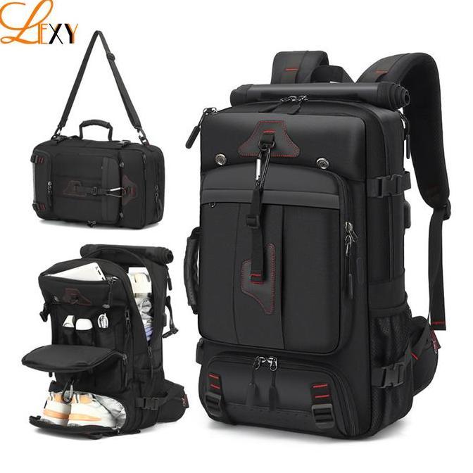 Lexy Tas Travel Backpack Pria 3In1 70L/60L/35L Tahan Air Bahan Oxford Kapasitas 35-70L Port Usb Saku
