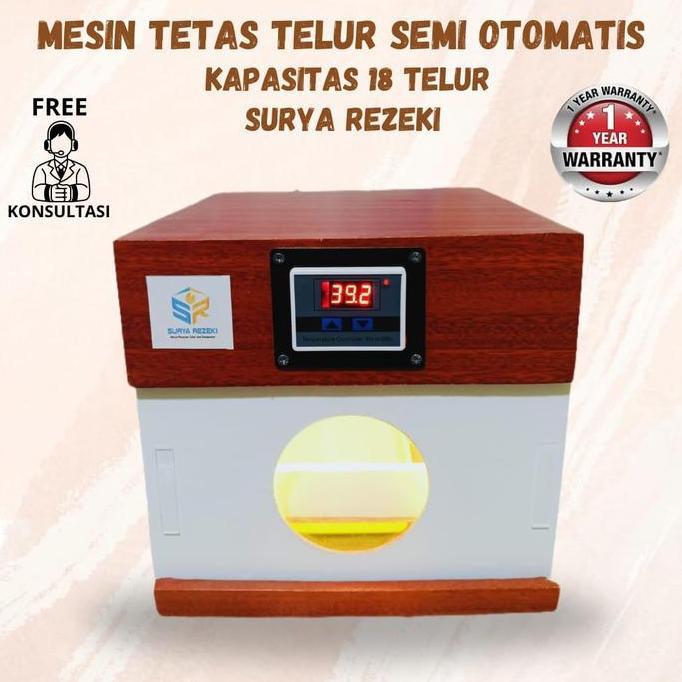 Mesin Tetas Telur Manual Kapasitas 18 Butir Lengkap dengan Nampan Air, Thermostat, Sensor, Lampu Pij