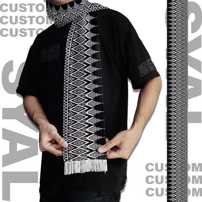 Syal Batik Arra Black and White - Syal Batik Scraft Scarf Leher Pria Wanita Unisex