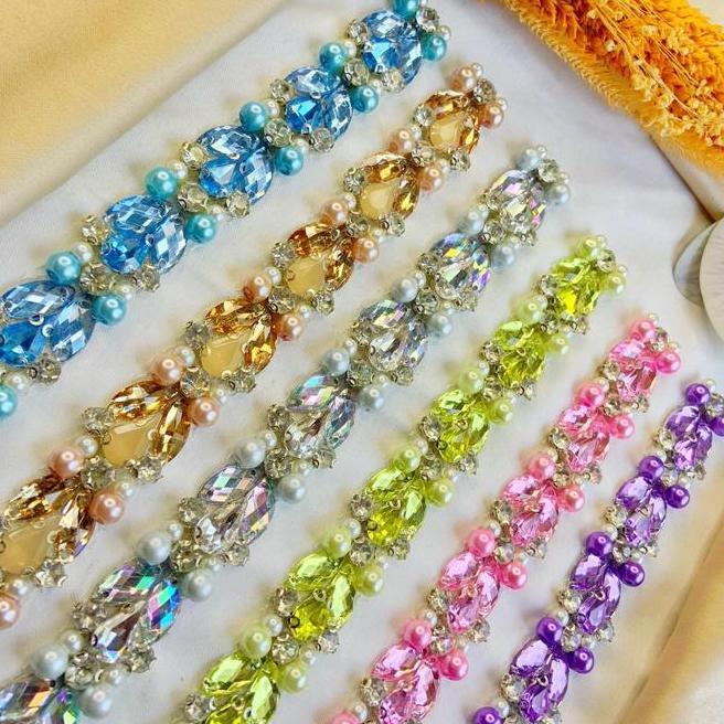 Payet Rangkai F05 Payet Leher Payet Pinggang Bisa Custom Warna Ukuran Renda Elegant Anyaman Mutiara