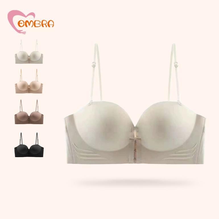 (Indonesia Stock) EMBRA Bra Wanita Tanpa Tali BH Bukaan Depan Tebal 2 CM Push Up Atasan Tanpa Tali