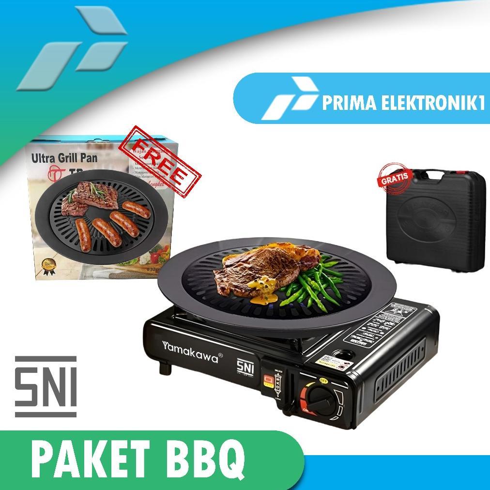 Bantu Laku - Paket Barbeque/Bbq Set Kompor Portable + Bbq Grill Plate New / Alat Bbq Grill Dan Kompo
