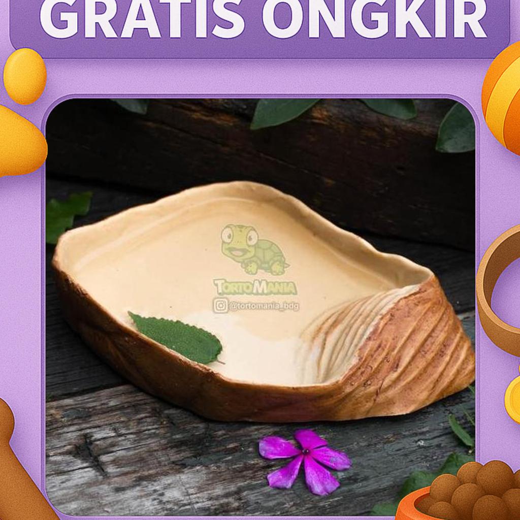 Waterdish Size L (P16Cm X L15Cm X T2Cm) / Tempat Minum Reptil / Tempat Minum Torto Kura Darat Sulcat
