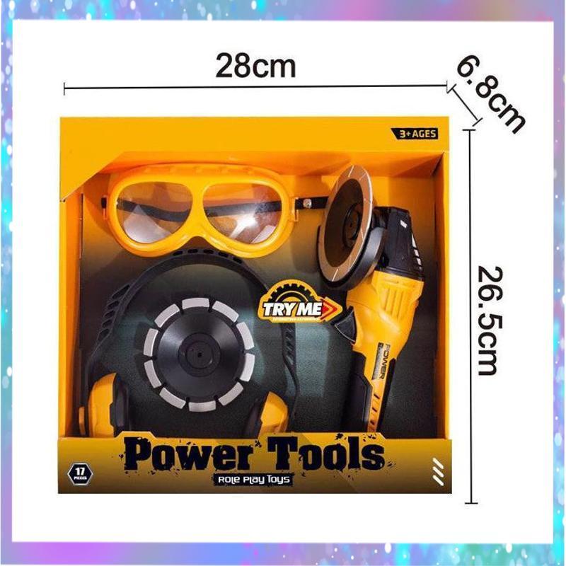 Mainan Gerinda Set Power Tools Edukasi Tukang Anak Kacamata Penutup Telinga Permainan