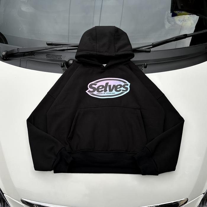 Selves Hoodie Oversized 400/420Gsm Limited Edition Fleece Hitam Tebal Big Logo Gradasi Sweater Terla