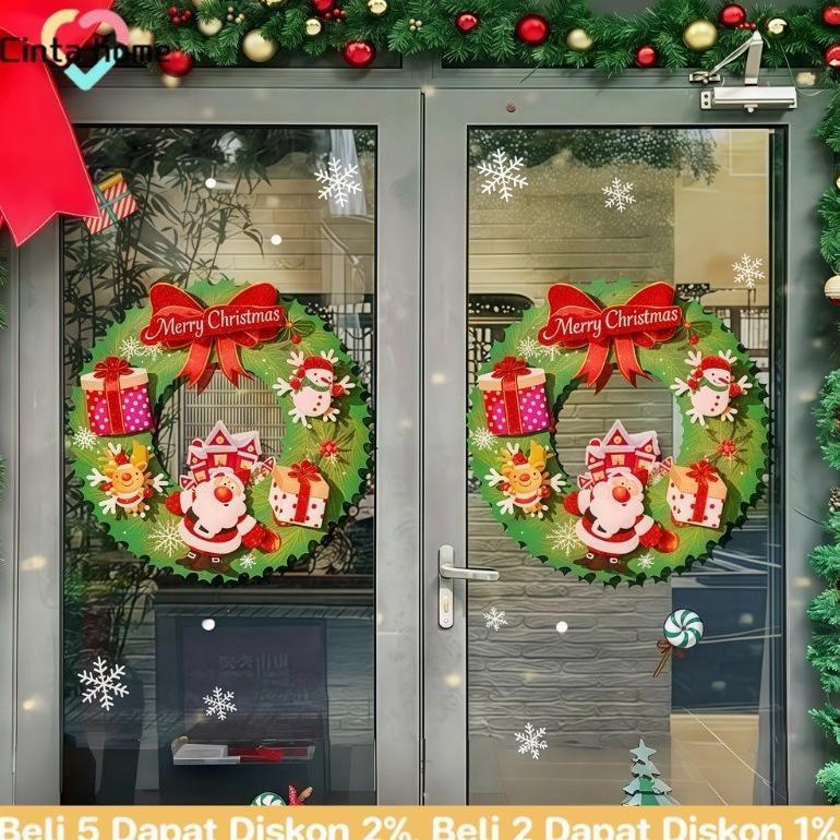 Promo Natall Christmas 3D Kras Natal Lingkar Hiasan Pintu Chrstmas Hiasan Hiasan Natal Klasik Cocok 