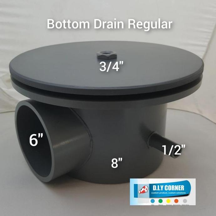 Bottom Drain kolam koi 6 inchi + tutup Bottom drain regular