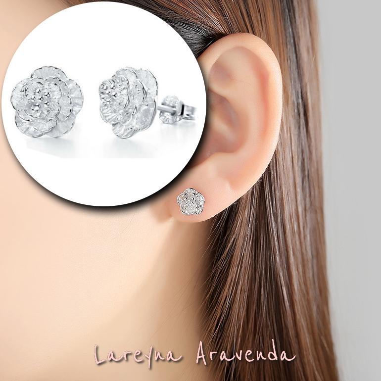 Pakaian Wanita- Anting Silver Korea Wanita Bunga Cherry Blossom At006 - Lingerie - Baju Dinas Malam 