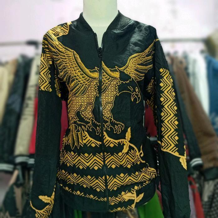 Jaket Batik Bomber, Pria Wanita, Harga Grosir Produksi Sendiri Elang Emas Casual Distro Cowok Hitam 