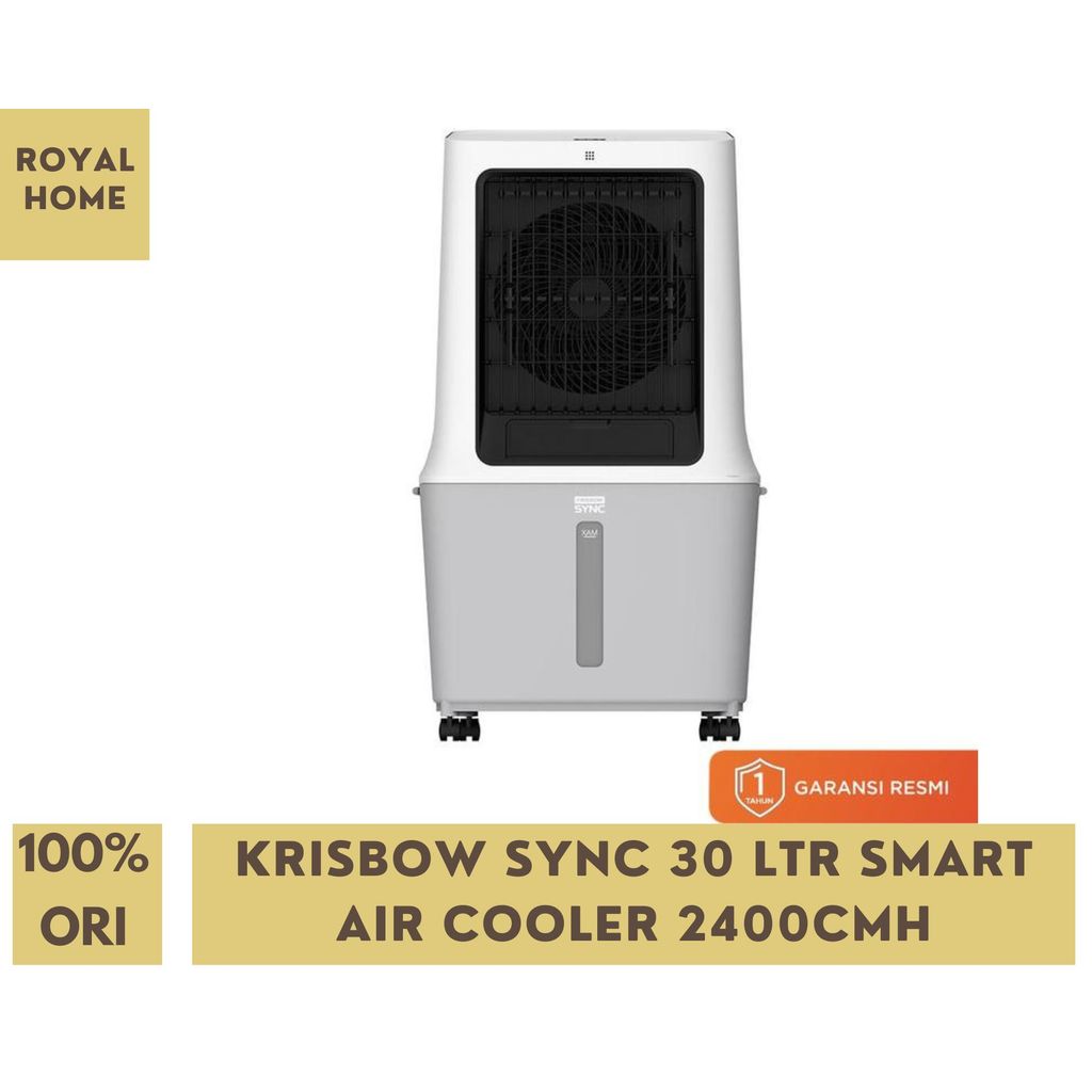 Krisbow Sync 30 Ltr Smart Air Cooler 2400cmh Putih Wifi Remote Pendingin Udara Evaporatif Portable