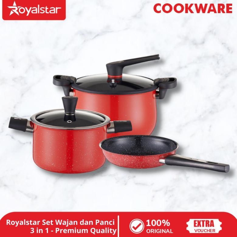 Royalstar Set Wajan Premium Panci Presto dan  Rebus Wajan Penggorengan Panci Sup Deep Fry Pan Paket 