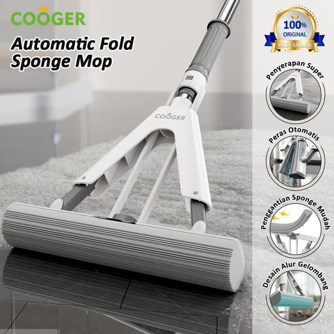 COOGER Alat Pel Busa Peras Lipat Otomatis Sponge Mop Alat Pel Spons Serbaguna Daya Serap Tinggi 3S C