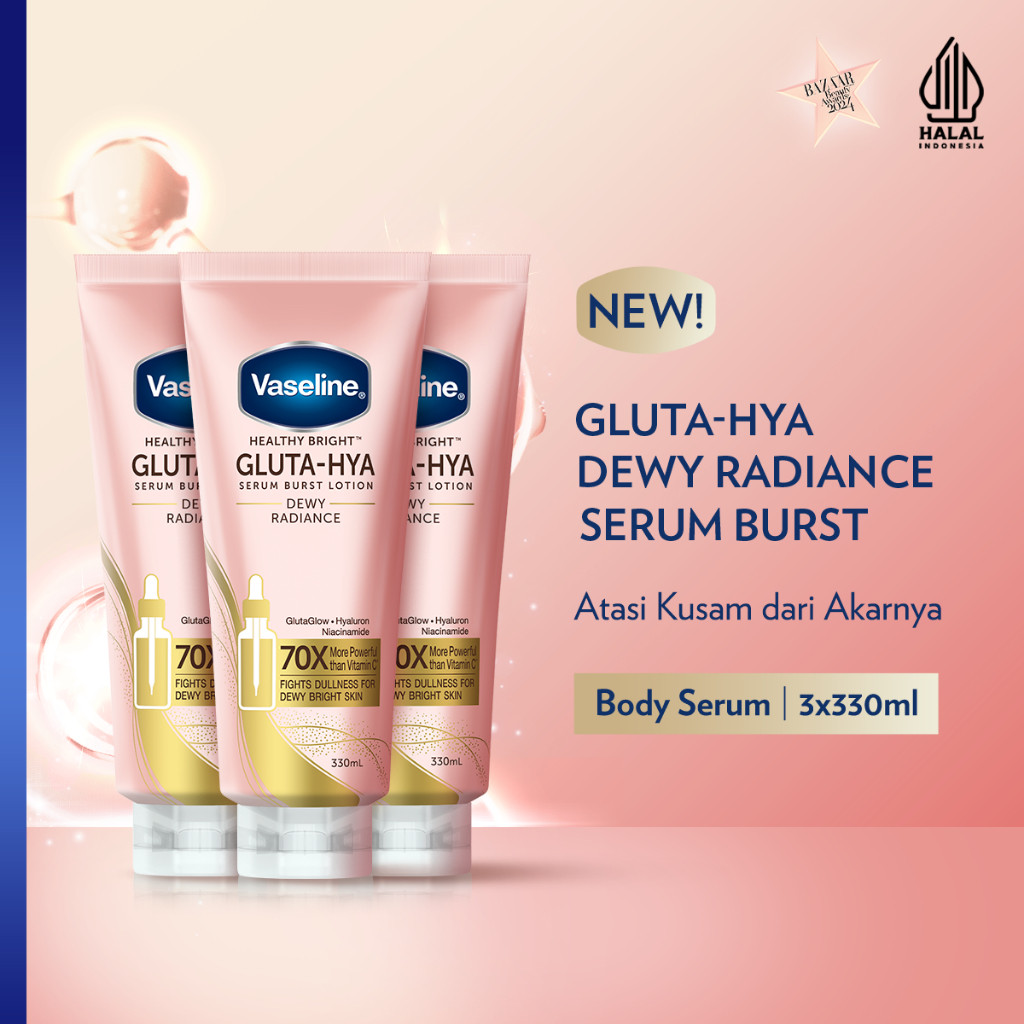 Vaseline Healthy Bright Gluta Hya Serum Lotion Dewy Radiance 330ml Triplepack