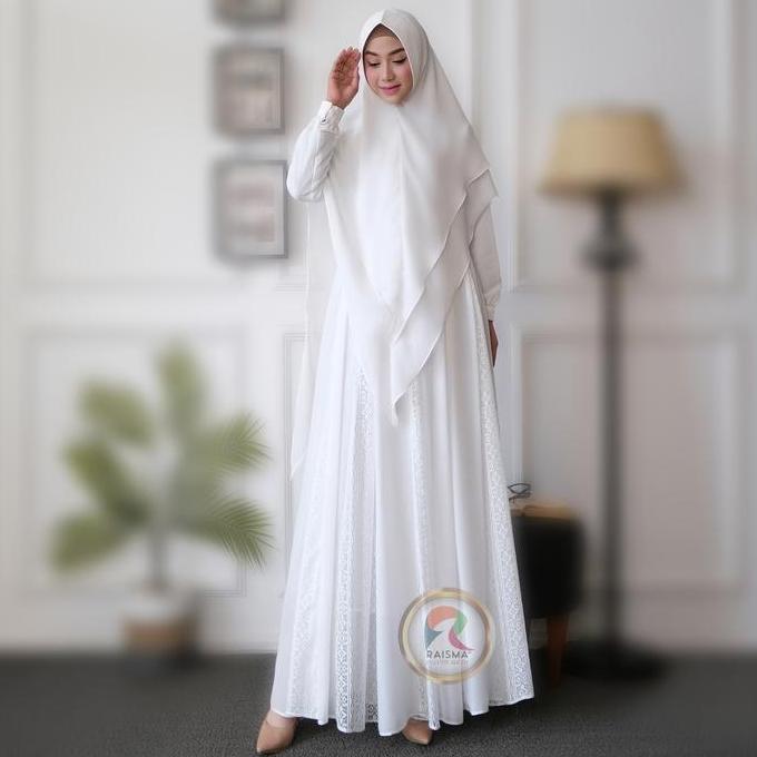 Promo Raisma - Zubaidah Gamis Putih Syari Model Pecah12 Ceruti Jilbab Ceruti Jilbab Muslim Simple Co