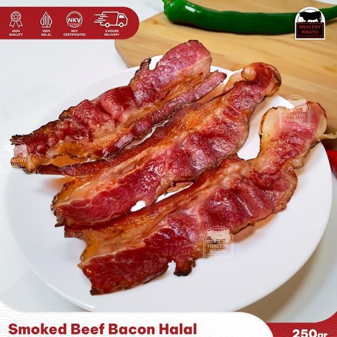 Smoked Beef Bacon Daging Sapi Asap Frozen 250gr Healthy Wagyu ZER