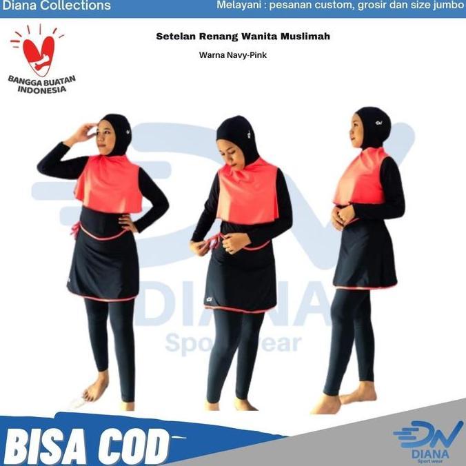 Promo Baju Renang Muslim Jumbo/Baju Renang Muslim Wanita/Pakaian Renang Muslim/Kerudung Renang/Set B