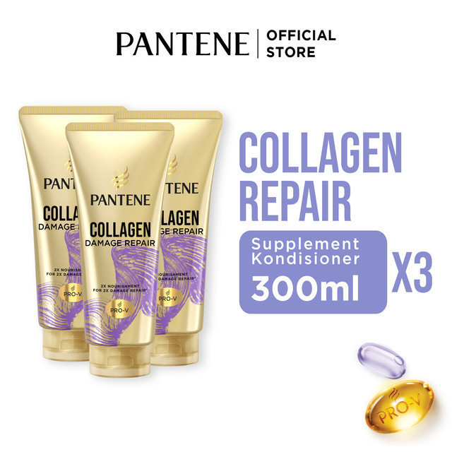 Pantene Kondisioner Anti Kusut Miracles Collagen Repair Pro-V Perawatan Rambut 300ml x3 / Pantene Co