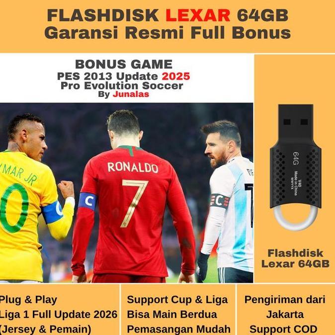 Lexar Flashdisk PES 2013 Original Pro Evolution Soccer Offline Mode Tanpa Internet Storage Otg Game 