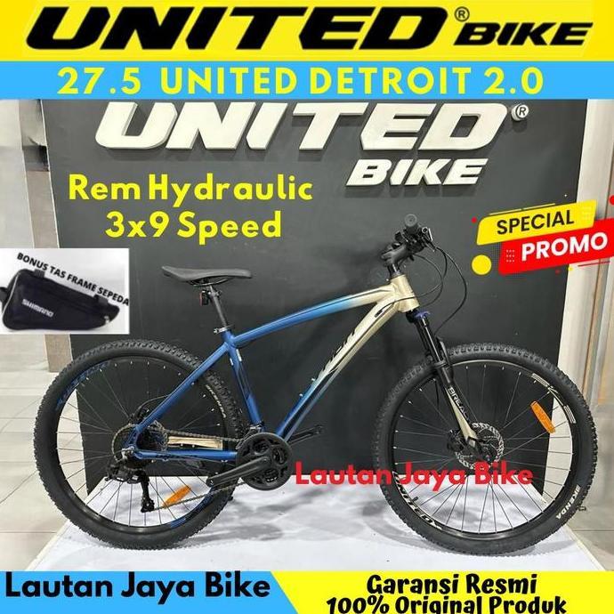 Sepeda 27.5 MTB UNITED DETROIT 2.0 Rem Hydraulic Fork bis lock 9 sp
