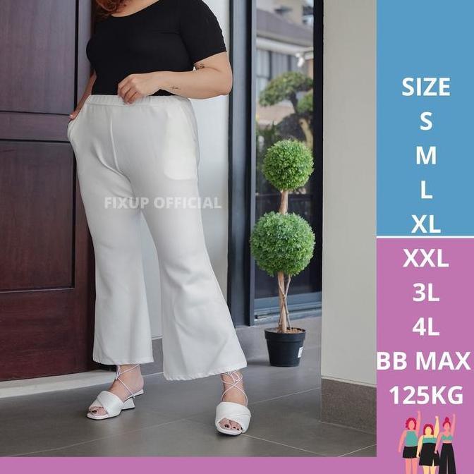 Cutbray Pants Jumbo Hitam Celana Hhwaist Scuba Putih