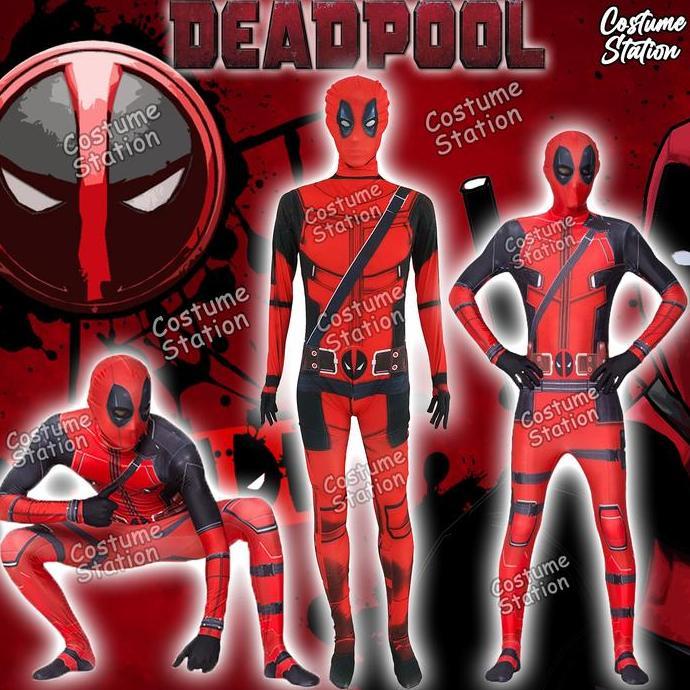 Kostum Deadpool / Costume Superhero Marvel pria dewasa