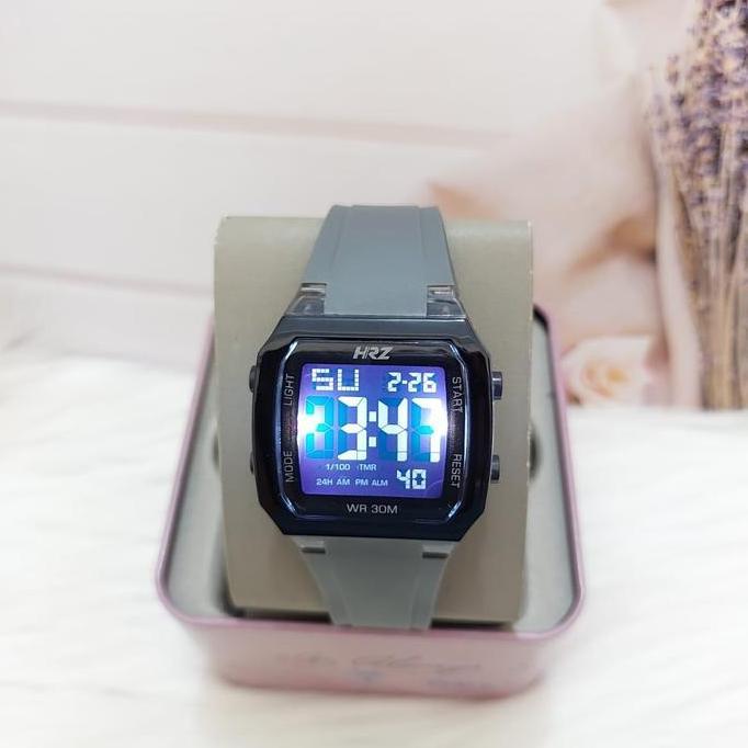 Jam Tangan HRZ Wanita Strap Rubber Silikon Original Tahan Air Include Box Display Digital Watches