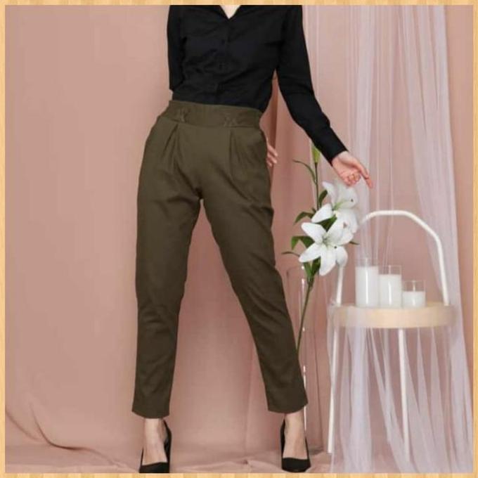Celana Panjang Wanita fauzira bagy pants Bahan Katun twill Stretch Kekinian Murah karet kerja Lembut