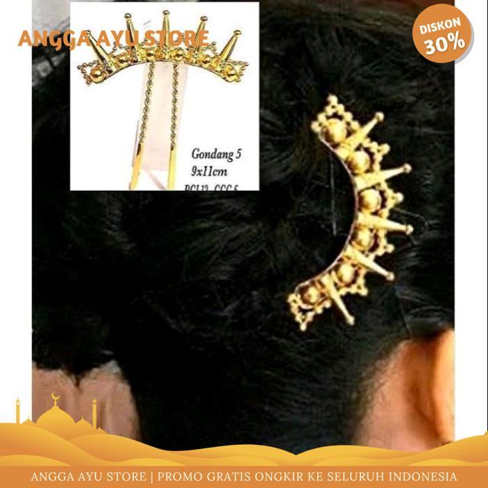 TUSUK KONDE GONDANG AKSESORIS SANGGUL PELAPISAN LOGAM EMAS TERBAIK
