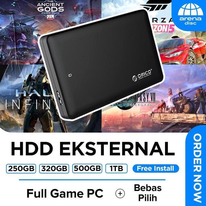 New- HDD Hardisk Eksternal 250GB 500GB Full Isi Game PC/Laptop