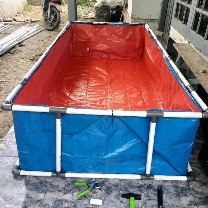 Terpal Kolam Ikan 200x100x50 Kolam Terpal Ikan Full Set Dan Rangka ICA