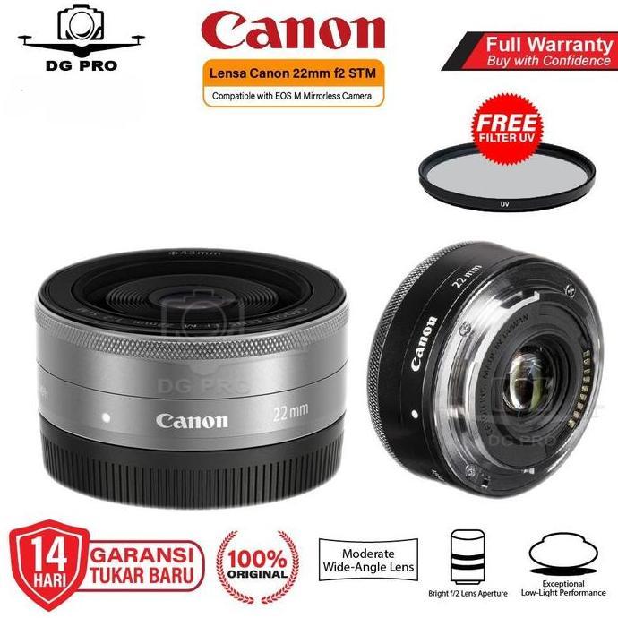 LENSA CANON 22MM F2 STM - LENSA MIRRORLES CANON EF-M 22MM F2 STM