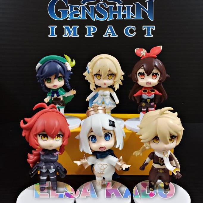 Figure Genshin Impact Set 6 Aether Paimon Diluc Venti Amber Lumine
