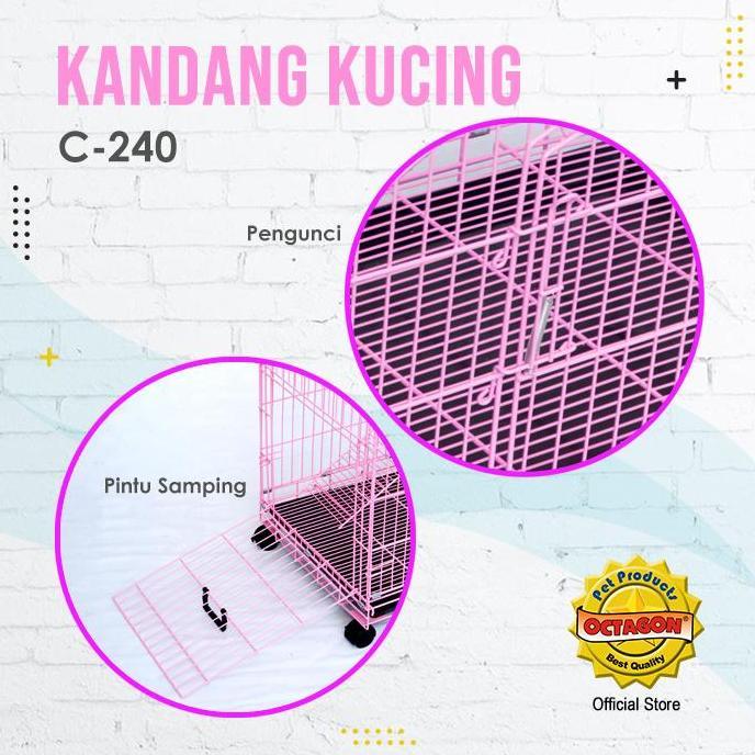 Gweenshand4 - Kandang Octagon Kucing Tingkat 2 Ukuran 93X62X78 Cm, Kandang 2 Lantai C-3