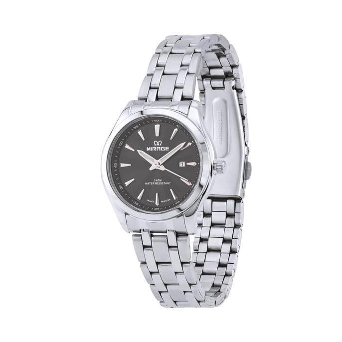 Mirage Watch - Jam Tangan Wanita Formal Elegant Silver Tanggal AKtif 8754 / 8893 L Orinal Garansi 1 