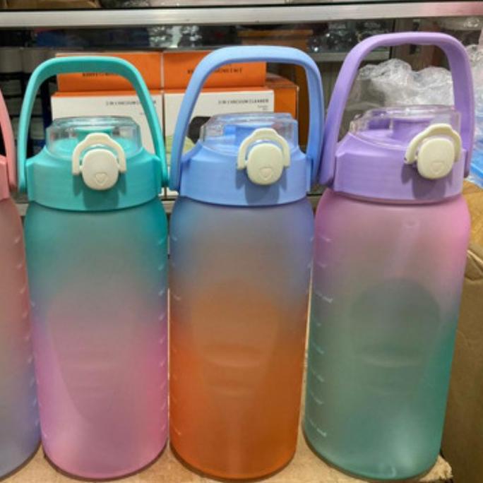 Botol Minum Viral Tiktok 2 Liter Botol Minum Motivasi Warna Rainbow