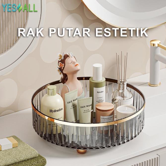 Yesall Rotating Storage Dark Rak Kosmetik Aesthetic Tempat Make Up Skincare Cosmetic Bumbu Buah Parf