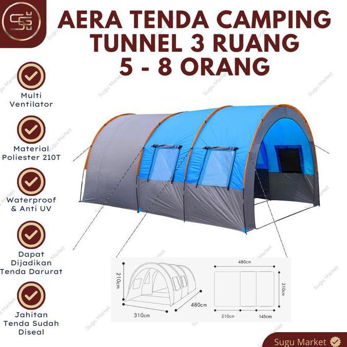 Miliki Tenda Camping Tunnel Aera 5-8 Orang Tent Camping Tunnel Multiperson