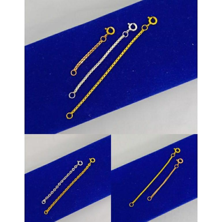rantai extension perhiasan fashion/penyambung gelang & kalung/perak asli silver 925 lapis emas